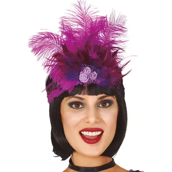 Karnevalový doplněk Guirca Designová čelenka s pírkem (fuchsia)