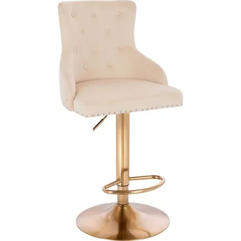 Barová židle Barová židle Sogne velur krémová - na zlatém talíři