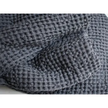 Snový svět VZOREK - Lněná látka vaflová grafitová 48% len