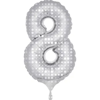 Balónek Folat BALÓNEK fóliový číslice 8 s puntíky 86cm