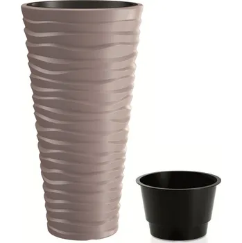 Květináč Prosperplast Květináč SAND SLIM s vkladem 34,9 cm - barva: mocca