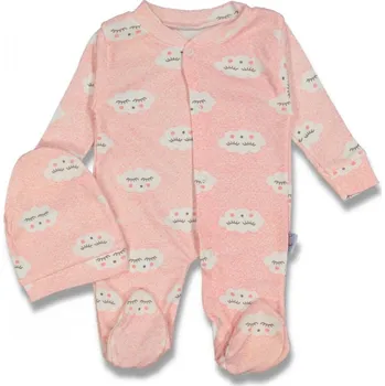 Kojenecký overall Dívčí overal a čepice lososový Obláček 74