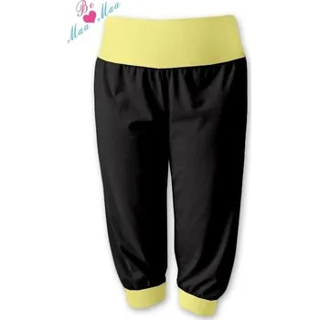 Dámské legíny Be MaaMaa Sportovní 3/4 legíny CAPRI - černé/žluté, Velikosti těh. moda S/M