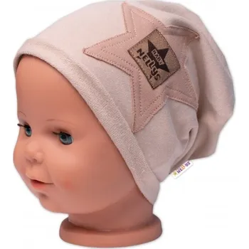 Kojenecký body Dětská čepice bavlna, Baby Star, Baby Nellys, béžová, Velikost koj. oblečení 80-86 (12-18m)