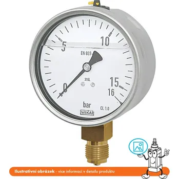 Vysokotlaký čistič Wika Manometr glycerinový nerez stranový -1/1,5 bar - 100 mm - 1/2"