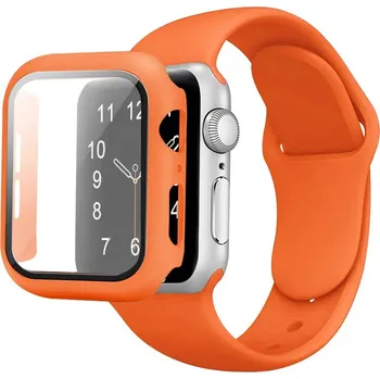 Řemínek na hodinky Řemínek + ochranné pouzdro s tvrzeným sklem pro Apple Watch 42mm Barva: Oranžová