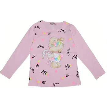 Dívčí tričko dl.r. KUGO KC9992, světle růžové