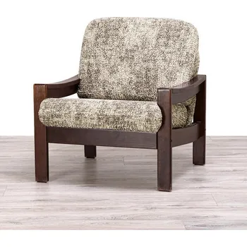 Napínací potah decoDoma napínací potah na křeslo bielastický MARMO béžové křeslo s dřevěnými rukojeťmi (š. 40 - 70 cm)