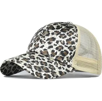 Kšiltovka Dámská bavlněná kšiltovka na culík Levhart bílý Carla 97k-cube