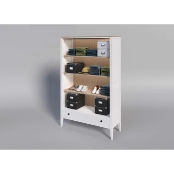 Knihovna Buková knihovna ROMA White RT2 bílá Úchyty: úchyt - zlatá