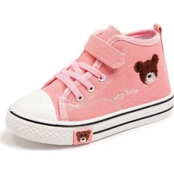 Dětská treková obuv Čína Dětské kotníkové plátěné tenisky (sneakers) - medvídek Barva: Růžová, Velikost: 32 (20,5 cm)