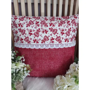 Povlak na dekorativní polštářek Povlak na polštář 40 x 40 cm – Selské panenky červené | Ruční výroba z bavlny