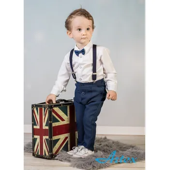 Chlapecké kalhoty Chlapecké kalhoty společenské modré se šlemi A144