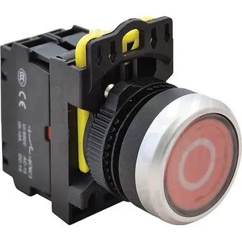 tlačítko Tracon NYK3-P2L Tlačítkový spínač podsvětlenýs popisem,červený ( bílá 0 ) 1×NC, 5A/230V AC-15, IP65, LED 230V AC/DC (Tracon NYK3-P2L)