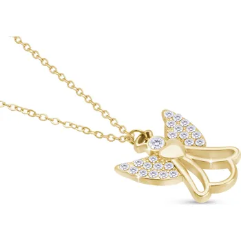 Řetízek biju Řetízek z chirurgické oceli, pozlacený 18k s přívěskem, letící anděl se srdcem 3001681