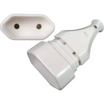 Elektrická zásuvka Síťová zásuvka 2pólová na kabel, plochá, 250VAC/2,5A, bílá, GN-11