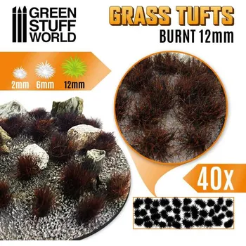 Plastikový model Grass Tufts – samolepící drny spálená tráva, 12mm (40 ks)