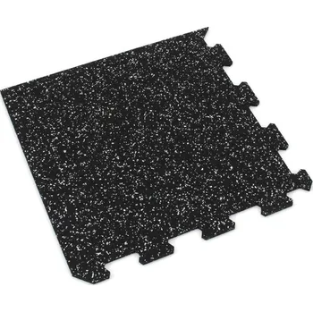 Venkovní dlažba Černo-bílá gumová modulová puzzle dlažba (roh) FLOMA FitFlo SF1050 - 100 x 100 x 1 cm