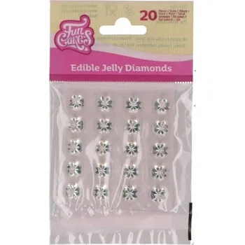 Jedlá dekorace na dort FunCakes Jedlé diamanty čiré 20 ks
