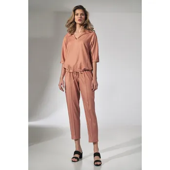 Dámské kalhoty Tenké kalhoty s prošívaným ohybem M743 Barva: Oranžová, Velikost: M