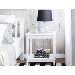 Odkládací stolek bílý MDF 60 x 57 x 40 cm skleněná deska s policí noční stolek moderní rustikální styl obývací pokoj ložnice Beliani