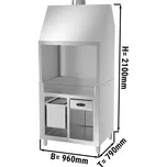 G.Gastro Neutrální prvek pro gril na dřevěné uhlí - s nerezovou ocelí - 1,0 m