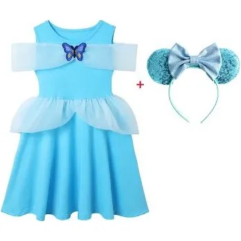 Karnevalový kostým Dívčí letní šaty/kostým s čelenkou, princezny Disney Varianta: Popelka II., Velikost: 140 (7-8 let)