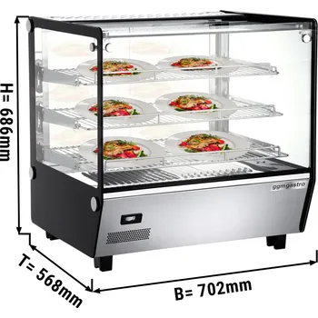 Vinotéka G.Gastro Commercial Countertop Hot Display Case Pie Warmer – 120 L - +30 to +90 °C - 3 shelves - LED