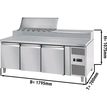 Pizza kámen G.Gastro Přípravný stůl ECO - 1,8 x 0,7 m - se 3 dveřmi