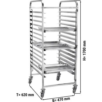 Servírovací stolek G.Gastro Tray Trolley ECO – 15 Tier - EN 600×400 - AISI 304 Steel - Braked Castors