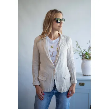 Dámské sako Sako lněná 2237 Itálie barva: béžová, velikost: S