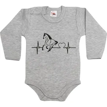 Kojenecký body Dětské body Tep a kůň, Barva Tmavý melír, Velikost 80 / 9-12m, Canvas Dětské body Bezvatriko.cz 0867