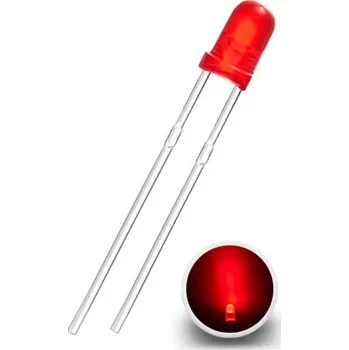 Elektronická součástka LED Dioda 3mm, Červená difuzní