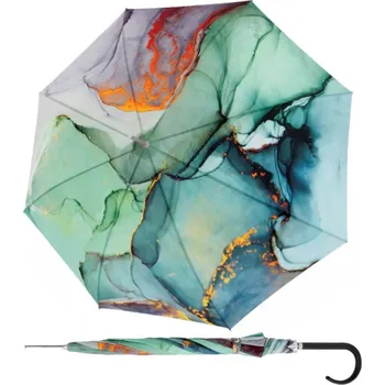 Deštník Doppler dámský vystřelovací holový deštník Long Carbonsteel AC Marble zelený 714865MO2