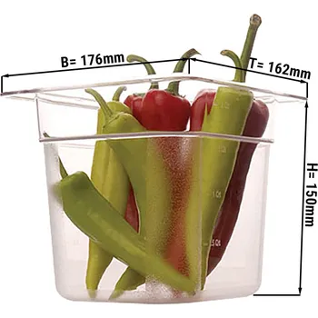 Dóza na potraviny G.Gastro Polykarbonátová nádoba GN 1/6 - čirá - hloubka 150 mm