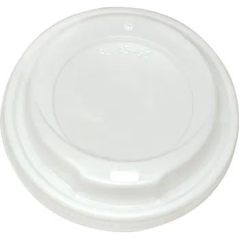 Jednorázové nádobí Víčko PS s otvorem na kelímek papírový 12-20oz, 90mm bílé - 1000 ks