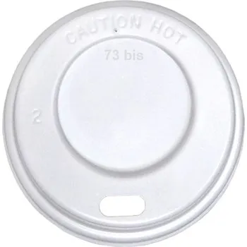 Jednorázové nádobí Víčko PS s otvorem na kelímek papírový 7oz 73mm bílé - 1000 ks