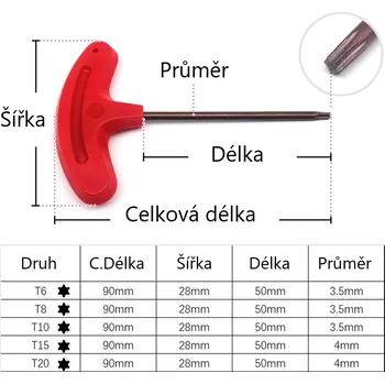 Šroubovák Hnástroje Zástrčný klíč TORX s T rukojetí Velikost: T8