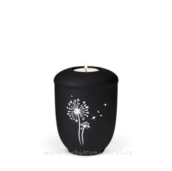 Smuteční dekorace Urna malá s pampeliškou Swarovski elements černá