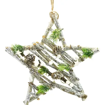 Vánoce Hvězda bílo-stříbrná 30 cm