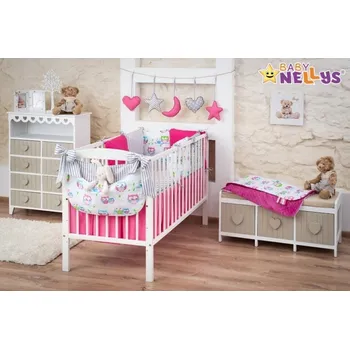 14-ti dílný set mega sada Be LOVE - Malina/šedá - Sovičky, Velikost povlečení 120x90