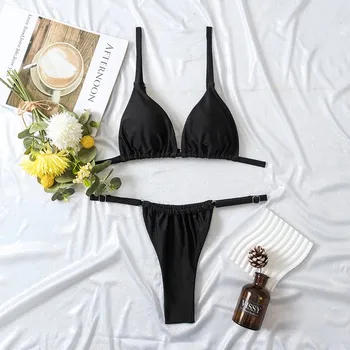 Dámské plavky Dámské plavky dvojdílné "T-string" Barva: černá 2, Velikost: S