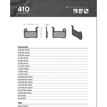 Brzdová destička BRENTA BIKE brzdové destičky sintrované sintrované kovové MTB / silniční / elektrické vhodné pro SHIMANO XTR BR-M975, BR-M966, BR-M965, XT BR-M776, BR-M775, BR-M765, SLX BR-M665, SAINT BR-M800, BR-M596 (BRENTA BIKE brzdové destičky sintrované sintrované)