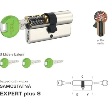 Vložka do dveří DK - EXPERT plus S D 35 + V 40 mm NP - Nikl perla
