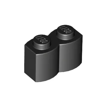 Stavebnice LEGO 30136 Black Brick, Modified 1 x 2 with Log Profile (Černá cihla, modifikovaná 1 x 2 s profilem kulatiny)