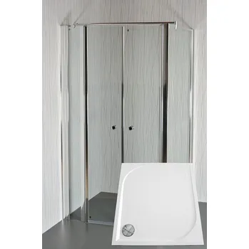 ARTTEC Sprchový kout rohový SALOON D 18 grape sklo 100 x 80 x 198 cm s vaničkou z litého mramoru LINEA PAN04669