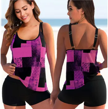 Dámské plavky Dámské dvoudílné plavky - tankiny - s potiskem Vel. XS až 6XL Barevná varianta: 8220 - fialová, Velikost: XXXL