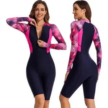 Dámské plavky Dámské plavky jednodílné sportovní s dlouhým rukávem a nohavicemi ke kolenům Barva: růžové paprsky 71, Velikost: M