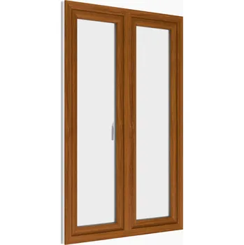 Vchodové dveře PREMIUM Balkonové plastové dveře dvoukřídlé zlatý dub/bílé, 150x210 cm (zlatý dub/bílé plastové balkonové dveře 150x210 cm)