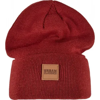 Čepice Synthetic Leatherpatch Long Beanie - burgundy
